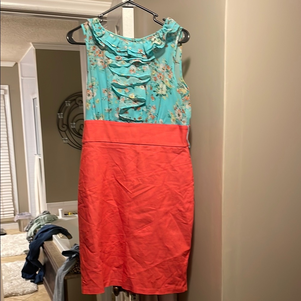 Alyx Blue and Green Ruched Halter Midi Dress